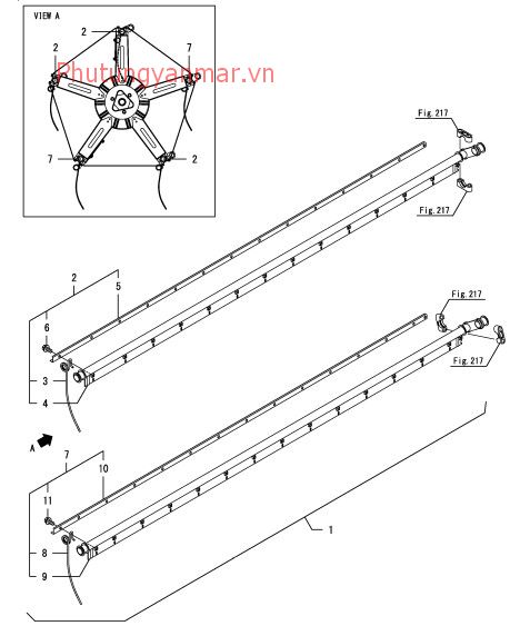 Thanh cào - cách đầu 2.3m